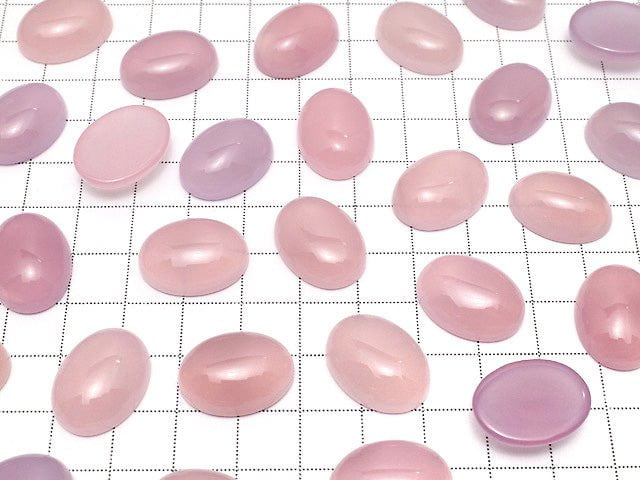 Hochwertiger Pink-Lila Chalcedon AAA Ovaler Cabochon 20x15mm 2Stück