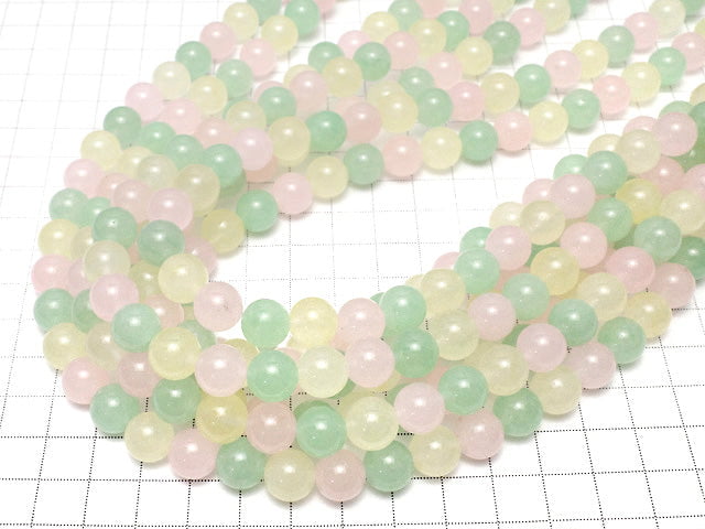 Pastel Mix Jade Round 10mm NO.2 1strand beads (aprx.15inch / 36cm)