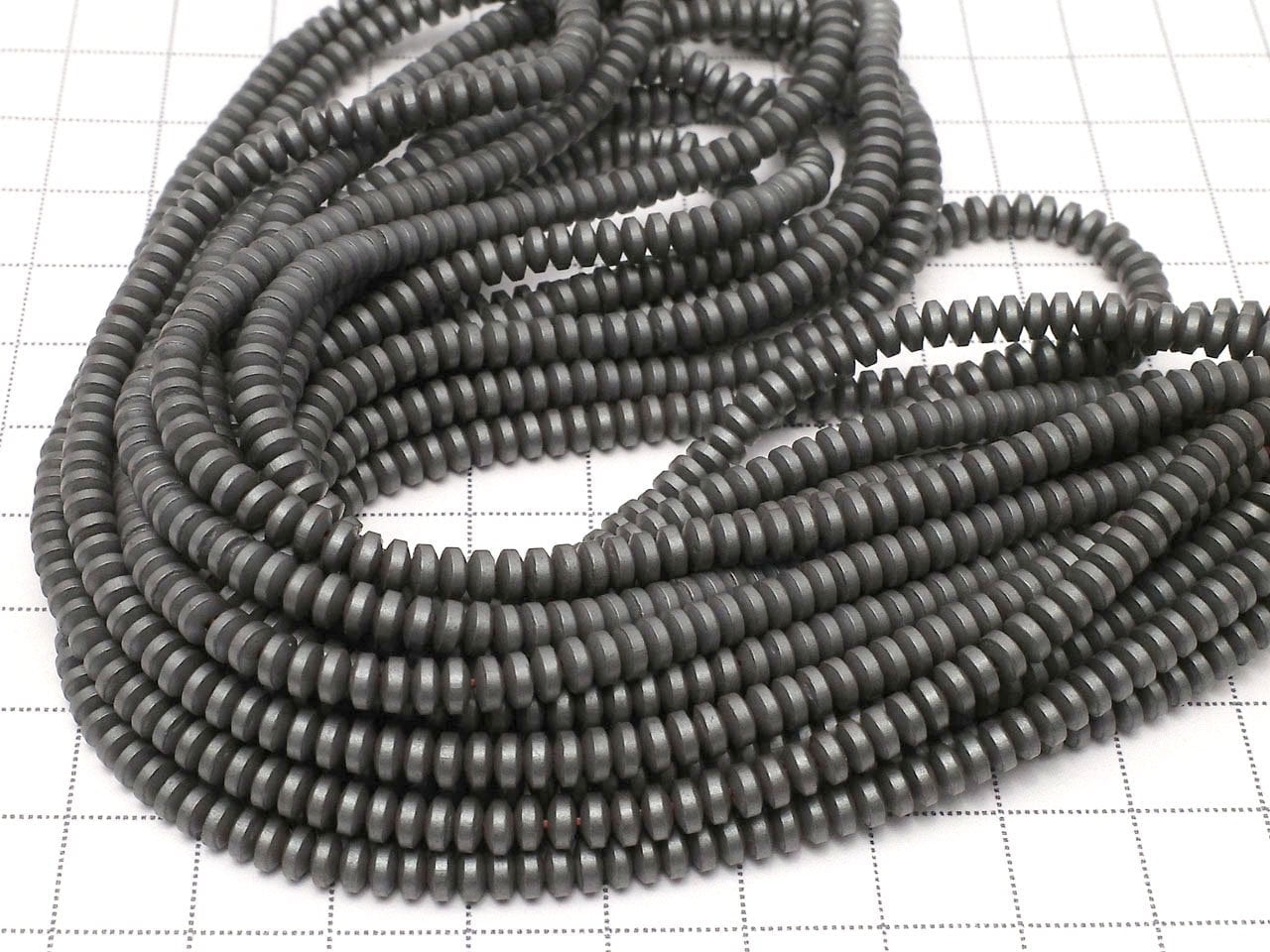 Frosted Hämatit Rondelle 4x4x2mm 1Strang Perlen (ca. 15 Zoll / 38 cm)