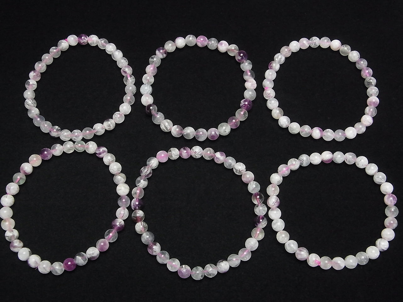 Multi Angel Feather Fluorite Round 6mm Bracelet
