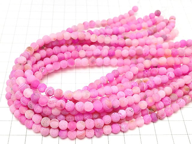 Frost pink color agate round 6mm antique finish 1strand beads (aprx.13inch/32cm)