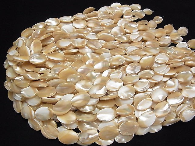 Perlmutt MOP Beige Oval 18x13mm 1Strang Perlen (ca. 15 Zoll / 36 cm)