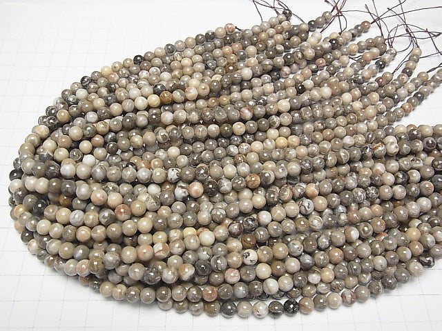 Fossilkoralle Rund 6mm 1strang Perlen (ca. 15 Zoll / 37 cm)