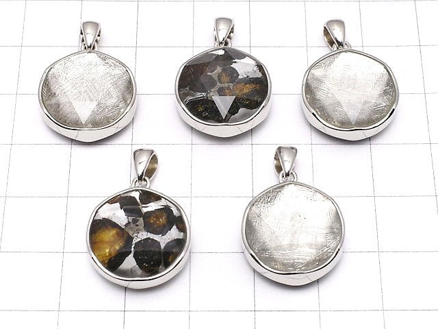Kenya Sericho Pallasit Meteoriten xMeteoriten Anhänger 17 mm Silber 925