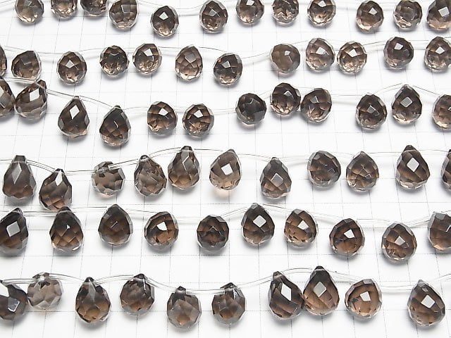 Smoky Quartz Drop Faceted Briolette 16x12x12mm 1/4 or 1strand beads (aprx.15inch/36cm)