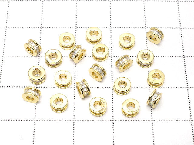 Metal Parts Rondelle 5x5x2.5mm Gold (with CZ) 2pcs