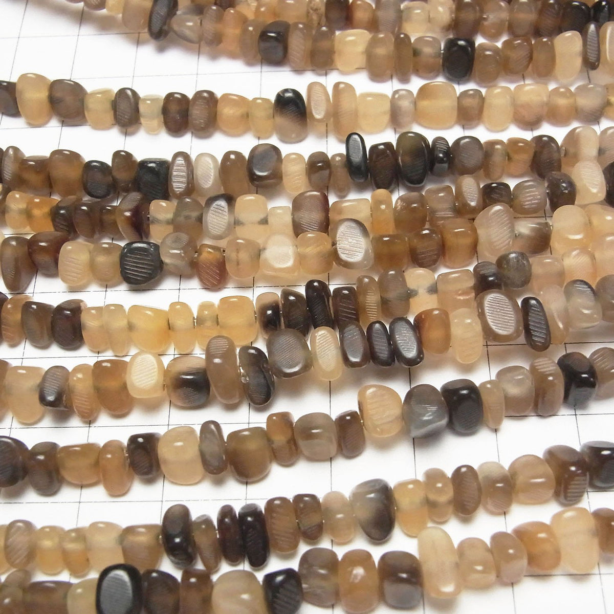Buffalo Horn Square - Rectangle Rondelle Beige x Brown 1strand beads (aprx.15inch/38cm)