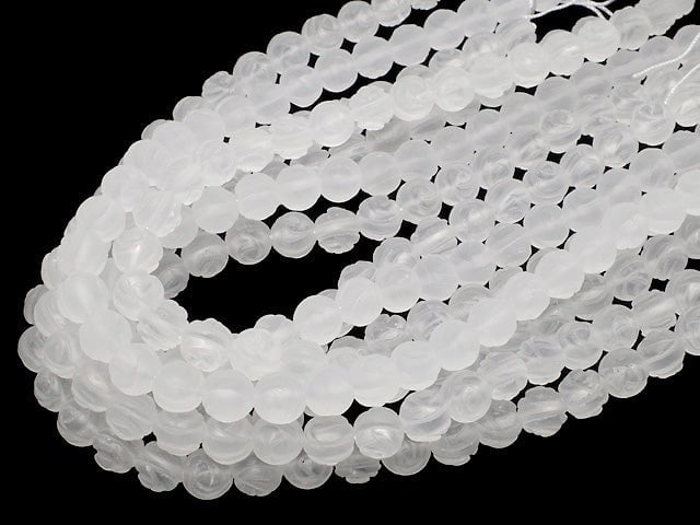 Frosted Crystal Quartz AAA Round Rose Cut 10mm half or 1strand beads (aprx.14inch/35cm)