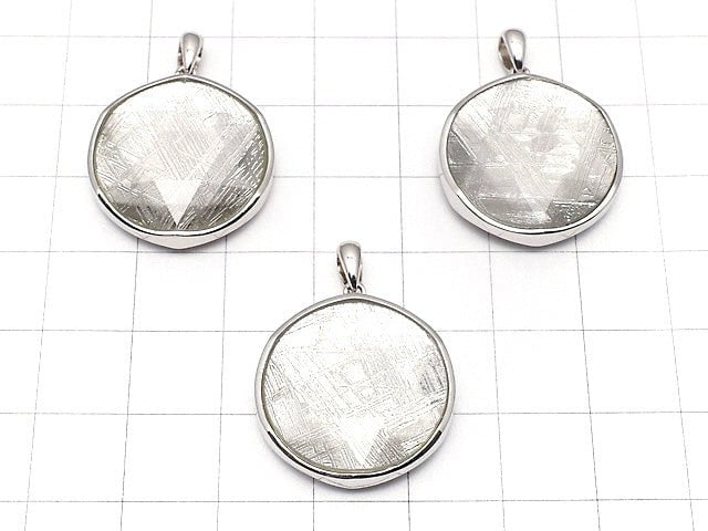Meteorite (Muonionalusta ) Pendant Both Side Finish 22mm Silver925