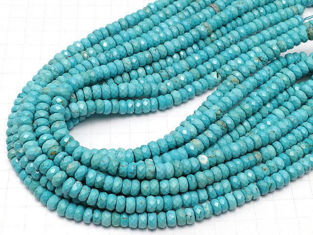 Magnesite Turquoise Faceted Button Rondelle 8x8x4mm 1strand beads (aprx.15inch/36cm)
