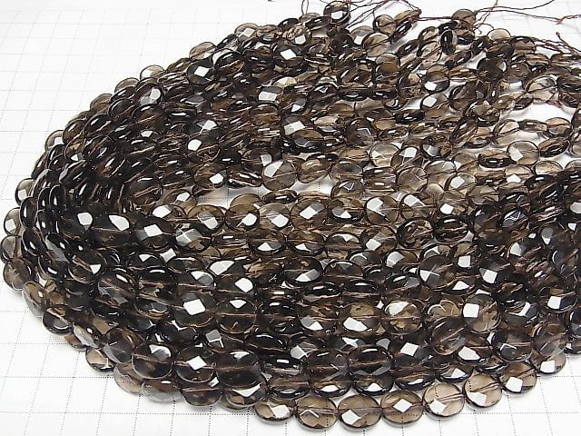 Rauchquarz AAA Facettierte Oval 12x10x6mm halb oder 1strang Perlen (ca. 15 Zoll / 36 cm)