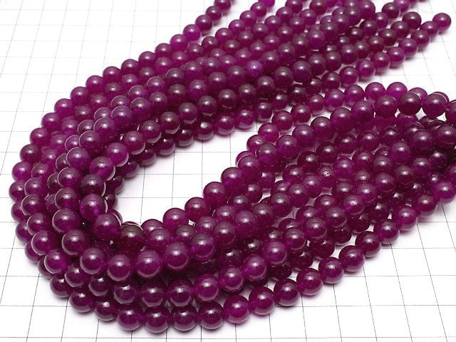Wine red color Jade Round 8mm 1strand beads (aprx.14inch/35cm)