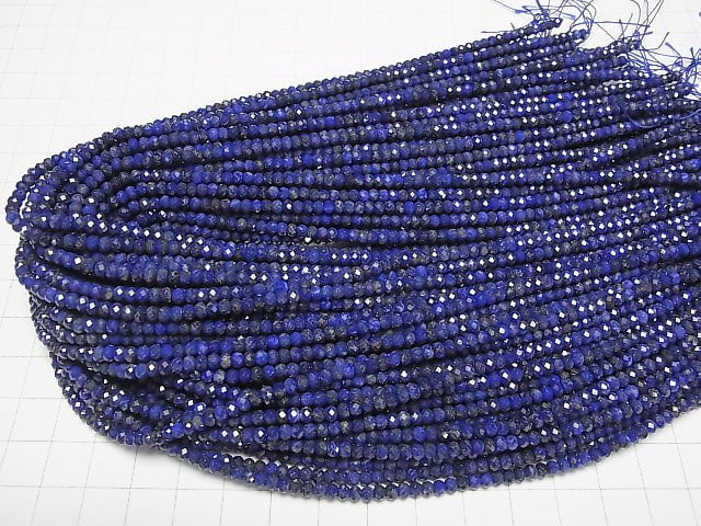 Hochwertig! Lapislazuli AAA- Facettierte Knopf-Rondelle 3x3x2mm 1 Strang Perlen (ca. 15 Zoll/37 cm)