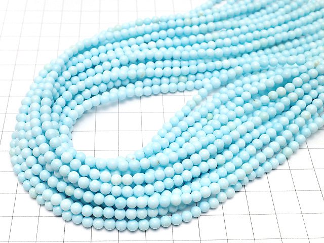 Magnesite Turquoise light blue color Round 4mm 1strand beads (aprx.15inch / 38cm)