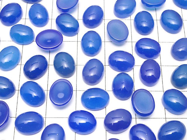 Blauer Chalcedon AAA Oval Cabochon 10x8mm 5 Stück