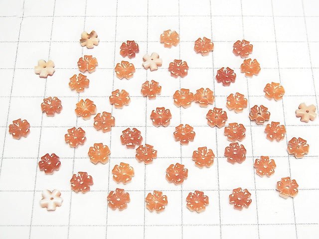 Orangene Muschel AAA Blume 6mm Mittelbohrung 4 Stück