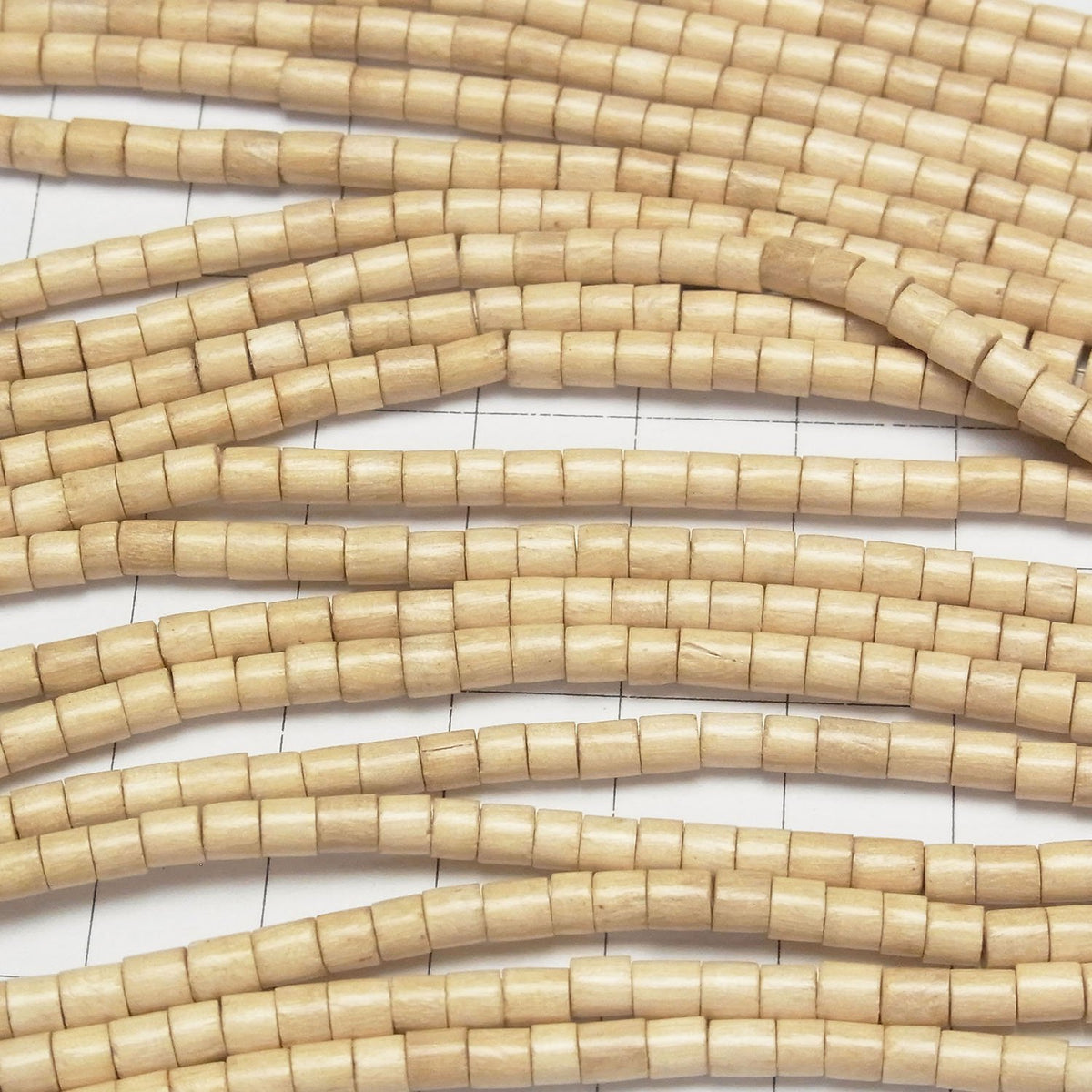 White Wood Tube 4x4x4mm 1strand beads (aprx.15inch/38cm)