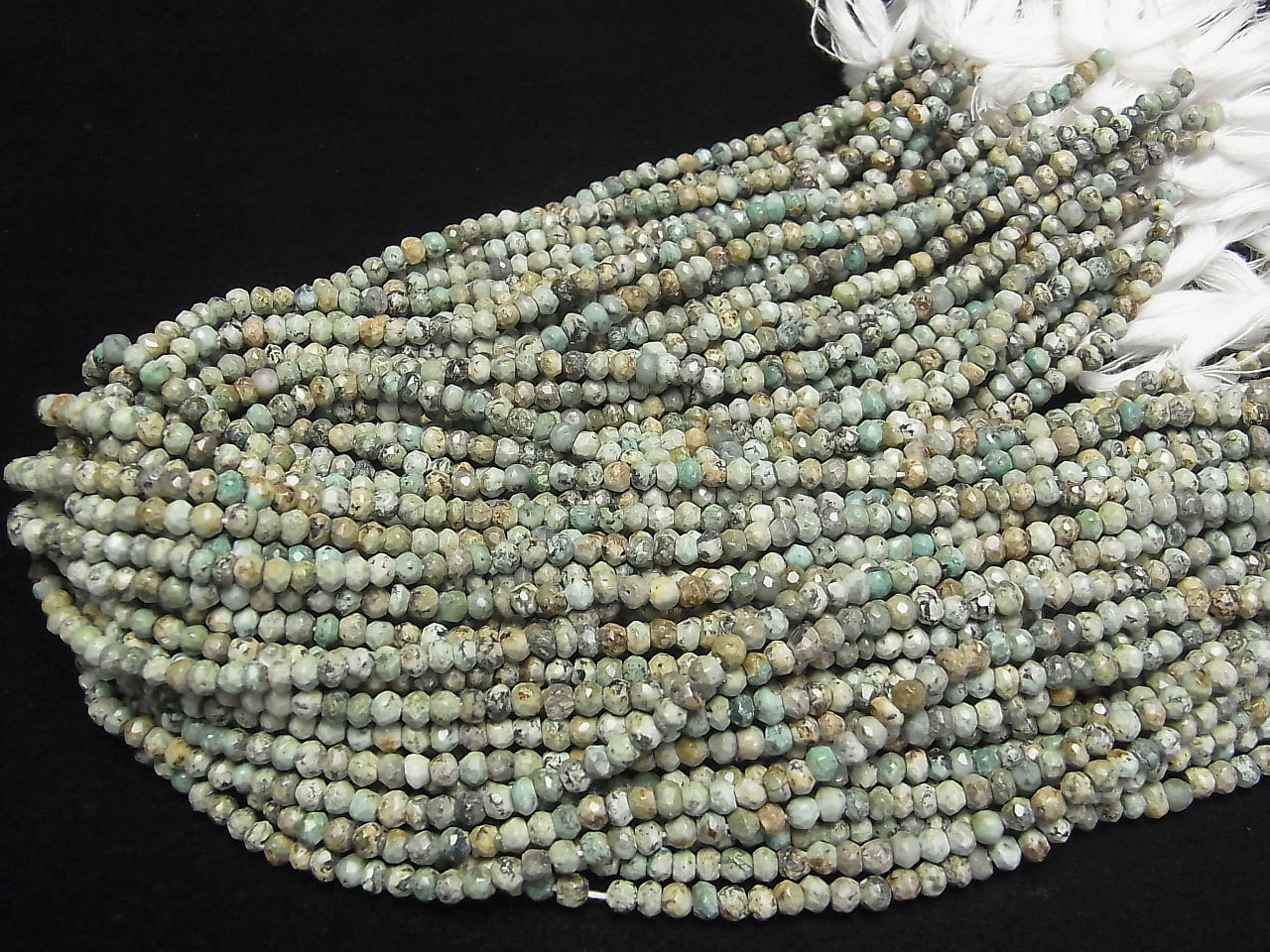 Afrikanischer Türkis Kleine Facettierte Knopf-Rondelle 1Strang Perlen (ca. 13 Zoll / 32 cm)