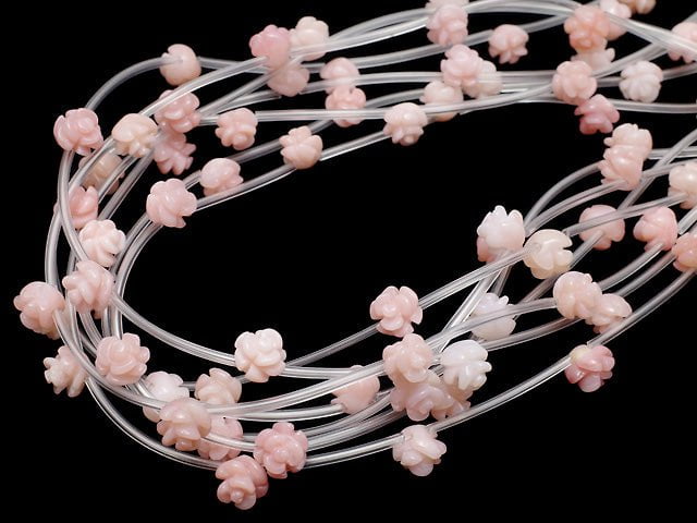 Rosa Opal Rose 8 mm halb oder 1 Strang (ca. 12 Stück)