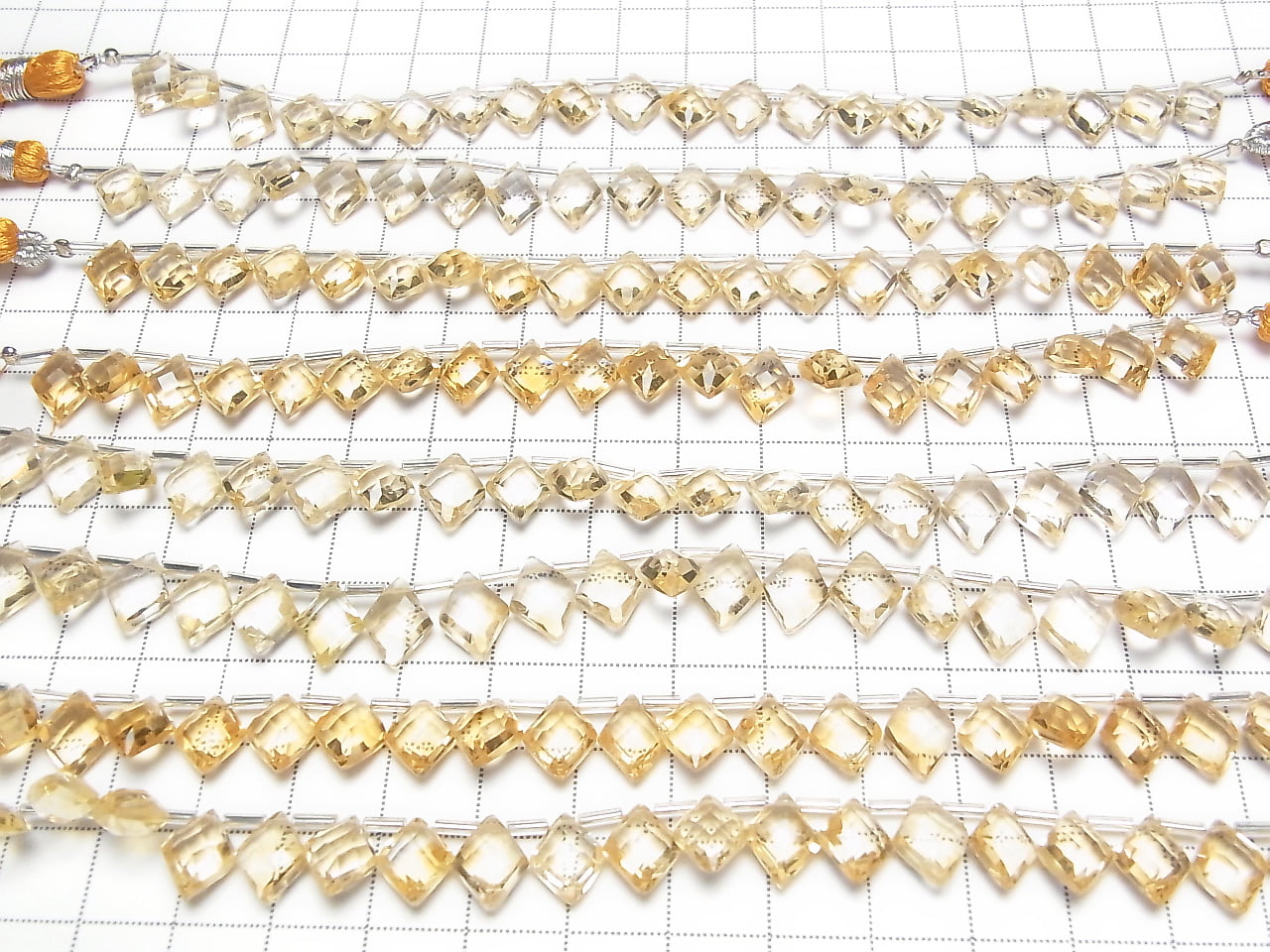 Hochwertiger Citrin AAA Diamantform 10x8mm halb oder 1strang Perlen (18 Stück)