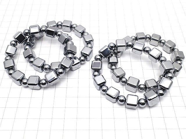 Terahertz Würfel 10x10mm & Rund 7.5mm Armband