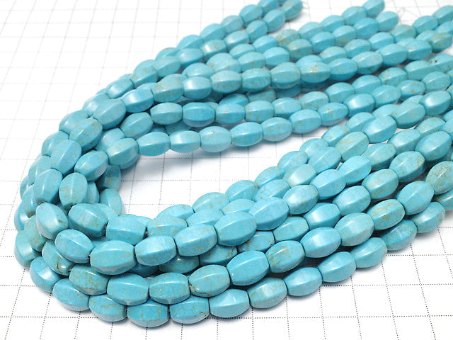 Magnesite Turquoise 6Faceted Faceted Rice 12x8x8mm 1strand beads (aprx.15inch/36cm)