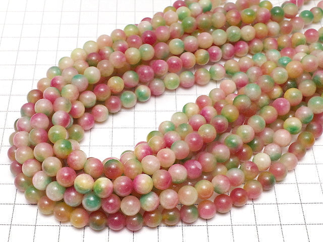 Red & Green Jade Round 8mm 1strand beads (aprx.15inch / 36cm)