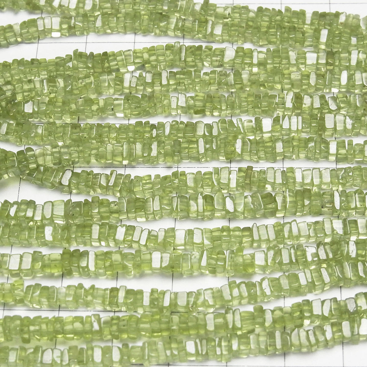 High Quality Peridot AA++ Square Rondelle (disc) half or 1strand beads (aprx.15inch/38cm)
