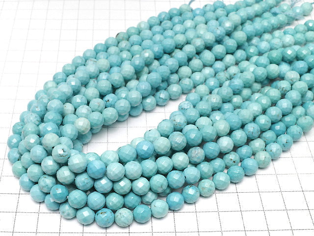 Magnesite Turquoise 64Faceted Round 8mm 1strand beads (aprx.15inch/35cm)