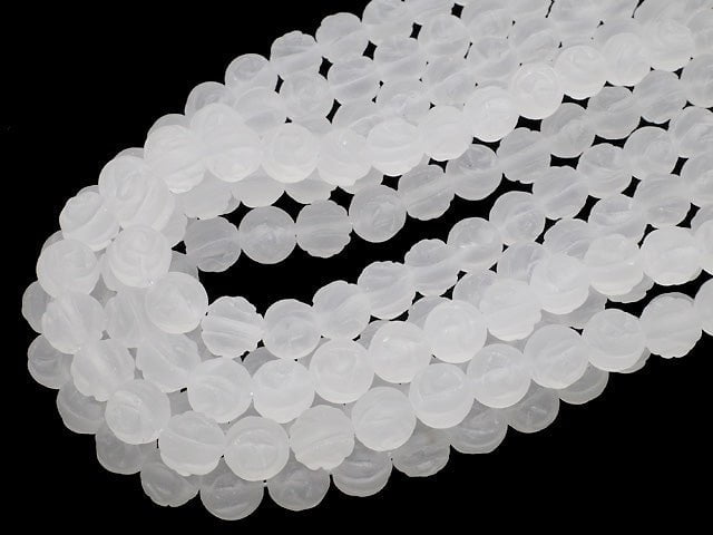 Frosted Crystal Quartz AAA Round Rose Cut 12mm half or 1strand beads (aprx.15inch/37cm)