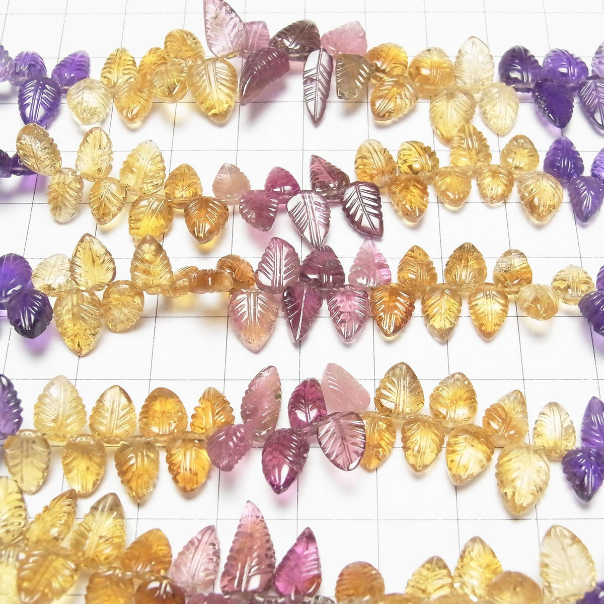 High Quality Mixed Stone AAA Pear shape (Leaf Carving) Faceted Briolette half or 1strand beads (aprx.7inch/18cm)