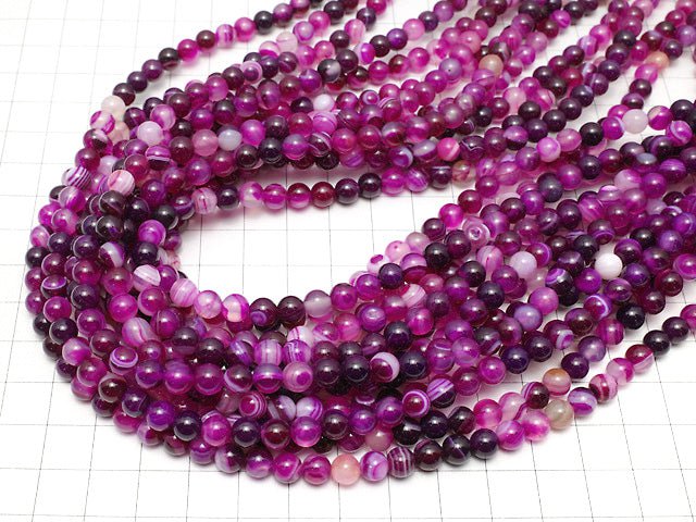 Pink Stripe Agate Round 6mm 1strand beads (aprx.15inch / 36cm)