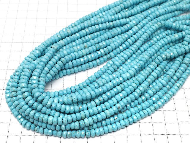 Magnesite Turquoise Faceted Button Rondelle 6x6x3mm 1strand beads (aprx.15inch/36cm)