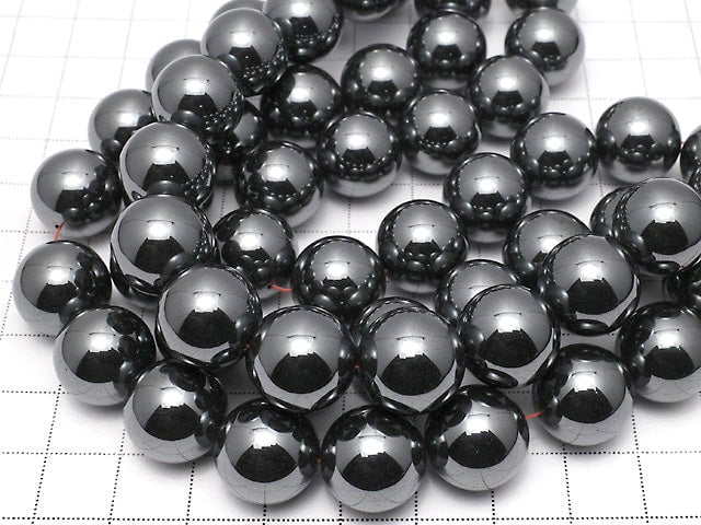 Hematite Round 14mm half or 1strand beads (aprx.15inch/38cm)