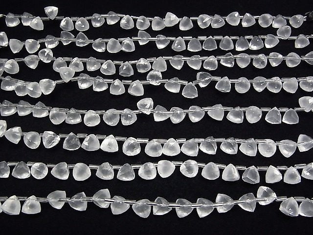 Hochwertiger Milchquarz AAA 3D Dreieck Schnitt 8x8x8mm halb oder 1Strang Perlen (18Stück)