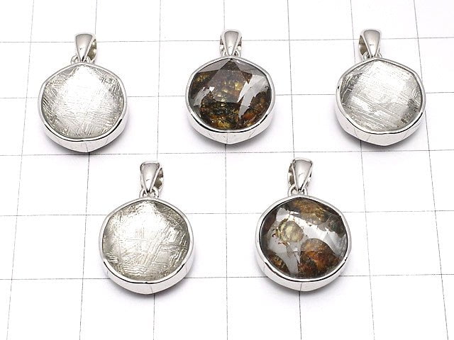 Kenya Sericho Pallasit Meteoriten xMeteoriten Anhänger 14 mm Silber 925