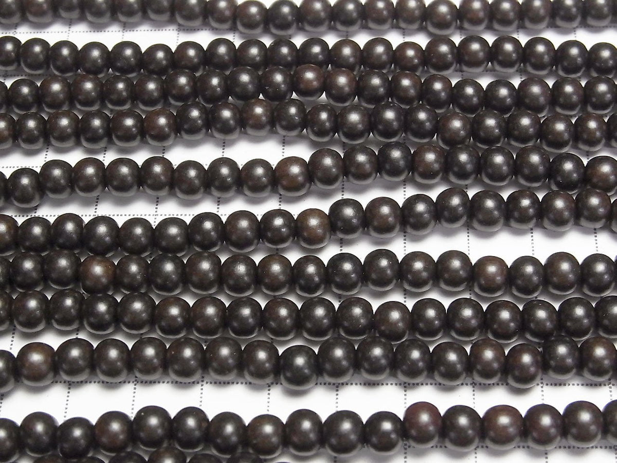 Ebony Wood Semi Round 6mm 1strand beads (aprx.15inch/38cm)