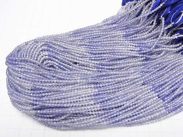Hochwertig! Tansanit AAA semi-facettiert rund 2mm halb oder 1Strang Perlen (ca. 12 Zoll/30 cm)