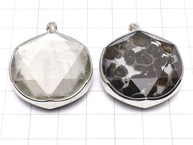 Kenya Sericho Pallasit Meteoriten xMeteoriten Anhänger 32 mm Silber 925