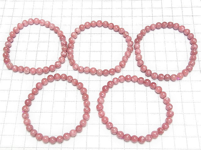Norwegischer Thulit Rund 6mm 1Strang Perlen (Armband)