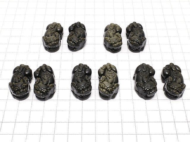 Goldener Obsidian AAA Pixiu-Schnitzerei 33x18mm 1 Paar