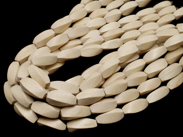 White Wood 4 Faceted Twist Faceted Rice 24 x 10 x 10 mm 1strand beads (aprx.15 inch / 38 cm)