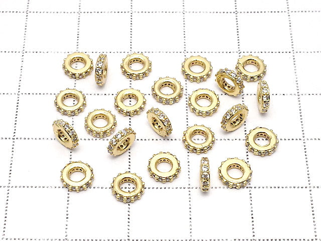 Metal parts Rondelle 6x6x1.5mm (with CZ) Gold color3pcs