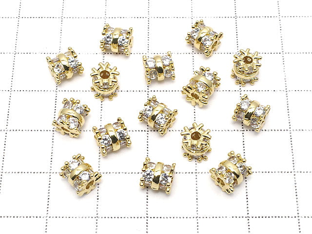 Metal Parts Rondelle (Tube) 7x5x5mm Gold Color (with CZ) 1pc