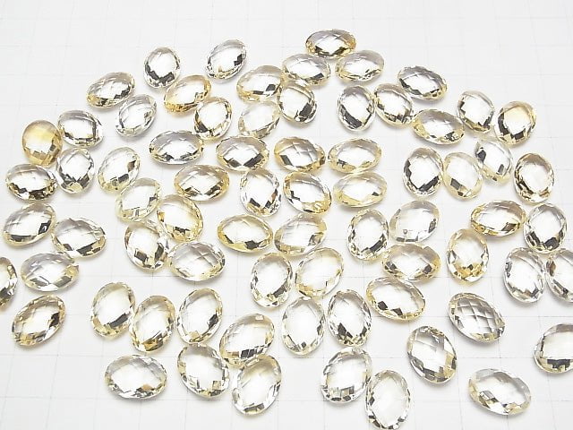 Hochwertiger Citrin AAA- Ungebohrt Facettierter Oval 14x10mm 2Stk