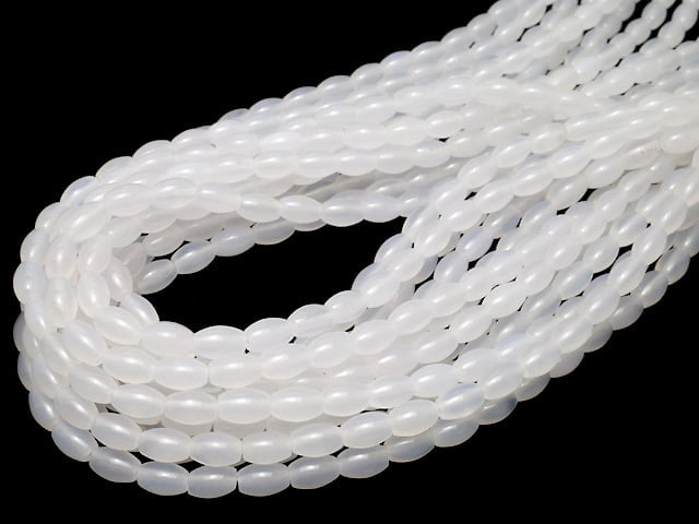 White Chalcedony Rice 9 x 6 x 6 mm 1strand beads (aprx.15 inch / 37 cm)