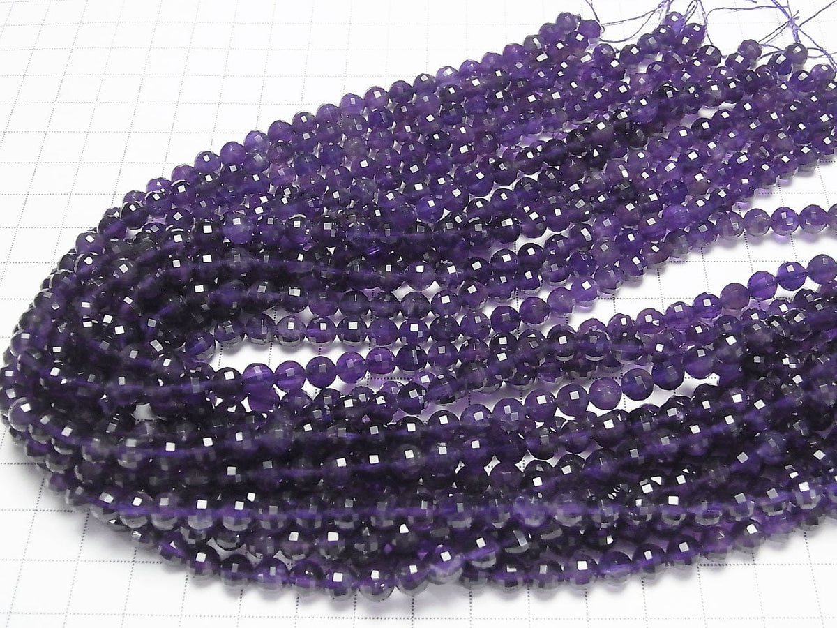 Hochwertig! Amethyst AA+ Spiegel-Facettierte Runde 6mm 1Strang Perlen (ca. 15 Zoll / 37 cm)