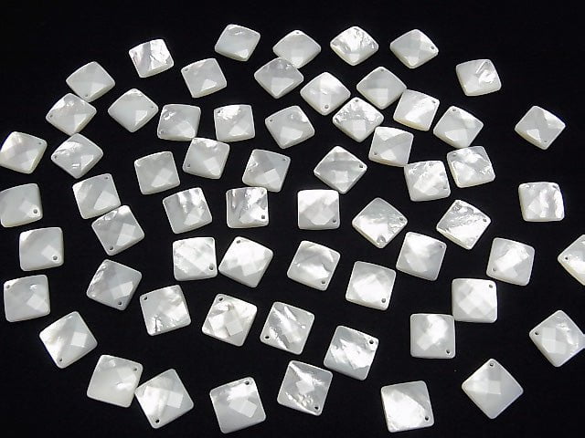 Hochwertige weiße Muschel (Silberlippen-Auster) AAA Diamantform 13x13mm 4Stück