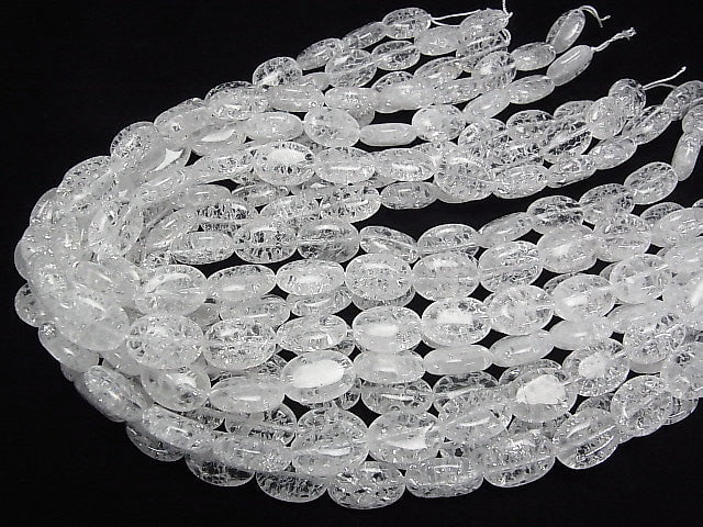 Cracked Crystal Oval 18x13x8mm half or 1strand beads (aprx.15inch/38cm)