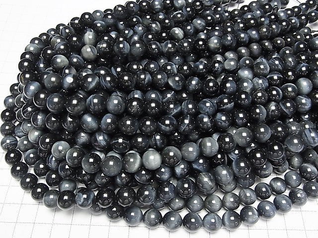 Blauer Tigerauge AA++ Rund 10mm halb oder 1strang Perlen (ca. 15 Zoll/37 cm)